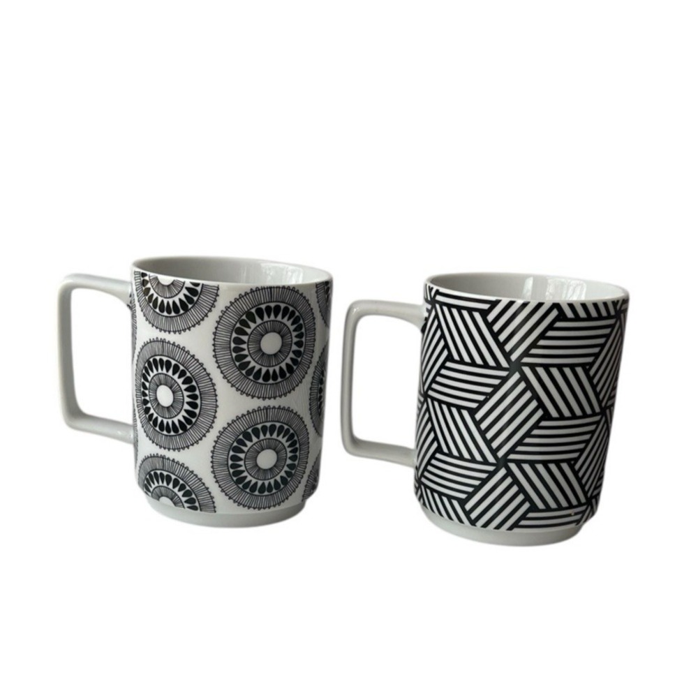 Rosanna Stockholm Mugs Scandi Style Black White Geometric Modern Retro Retired 2